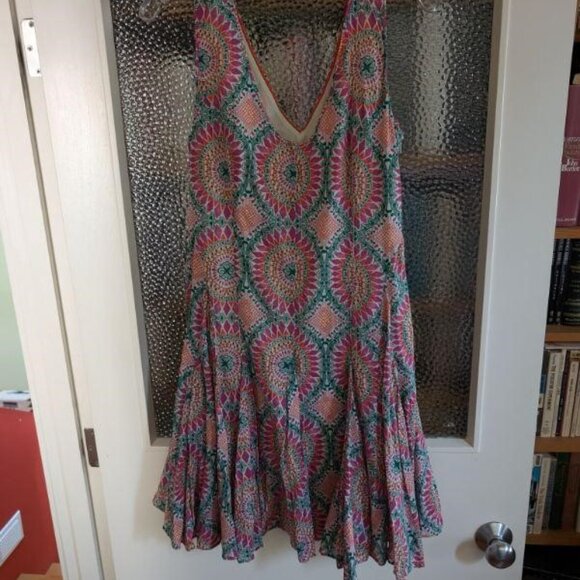 Swishy Party Dress Sleeveless Scoop-neck Sun Dress, Skirt, Vibrant Anthropologie - Picture 5 of 14